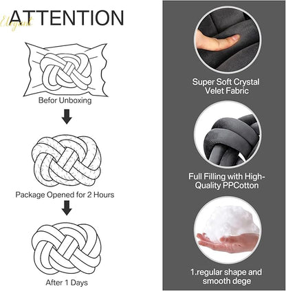 Sintuff Set of 2 Knot Pillow 14 x 16 Inch Soft Decorative Knotted Throw Pillow for Thanksgiving Couch Home Sofa Bedroom Decor to Add Comfort and Style(Deep Gray)