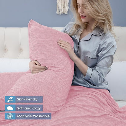CHOSHOME Cooling Pillow Cases Zipper Pillow Covers Q-Max > 0.45 Zippered Pillowcases for Hot Sleepers, Soft, Breathable, Skin-Friendly, 2 Pack (King, 20"x36", Pink)