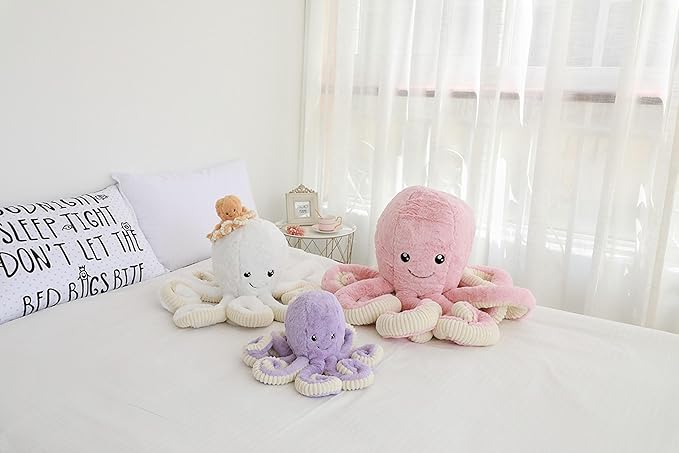 Cute Big Octopus Pillows,Interior Decoration Octopus Cushion,Soft Marine Animal Decorations (Viole, 7.0 inch)