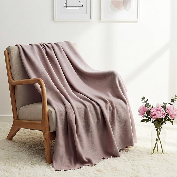 Kinlop Fleece Blanket Bulk 60 x 50 Inch Soft Lightweight Fleece Cozy Blanket Warm Throw Plush Pet Throw for Bed Couch Sofa Home Office Wedding Gifts Travel Camping(Pink Rose)
