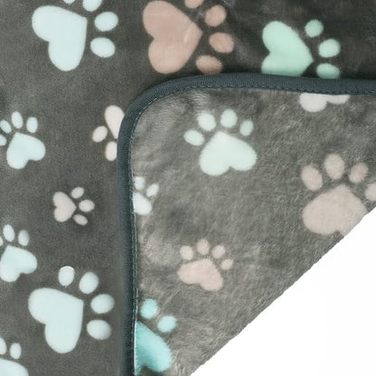Luciphia 1 Pack 3 Blankets Fluffy Premium Fleece Pet Blanket Flannel Paw Printed Throw for Dog Cat(Medium 30x20'', Grey/Brown/Blue)
