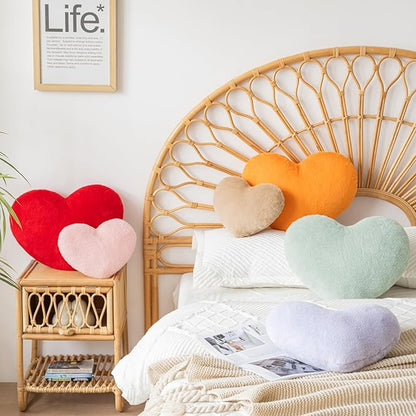 Xiashrk Heart Pillow, Heart Shaped Pillow for Bed Couch, Soft Decorative Heart Throw Pillow, Cute Decorate Pillows, Heart Pillows for Bedroom Living Room (Khaki, Mini 12.9"x9.8")