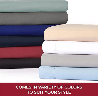 Mellanni RV Short Queen Sheets - 4 PC Iconic Collection Bedding - Hotel Luxury, Extra Soft, Cooling Bed Sheets - Deep Pocket up to 10 inch (RV/Short Queen, Beige)