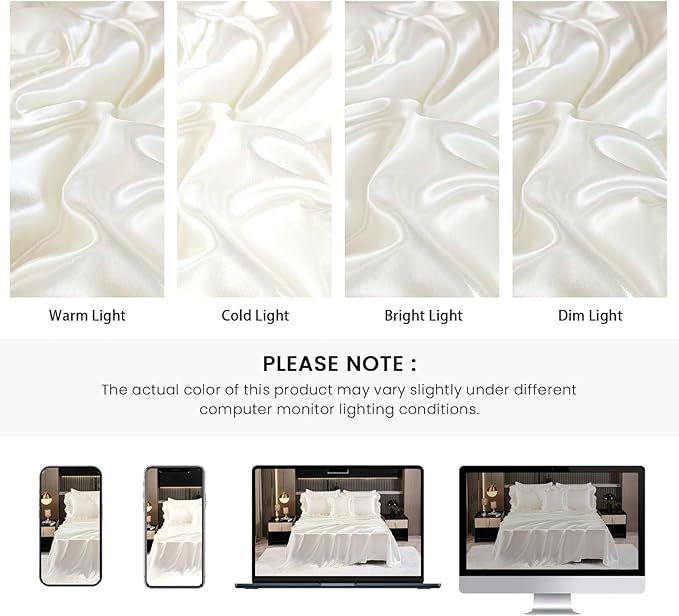 Silk Like Satin Comforter Set with Sheet Set King 8 Pcs White Satin Bedding Set Silky Ruffle Pattern Home Deocr Luxury Hotel Silky Bed in a Bag with 1 Cushion Cover