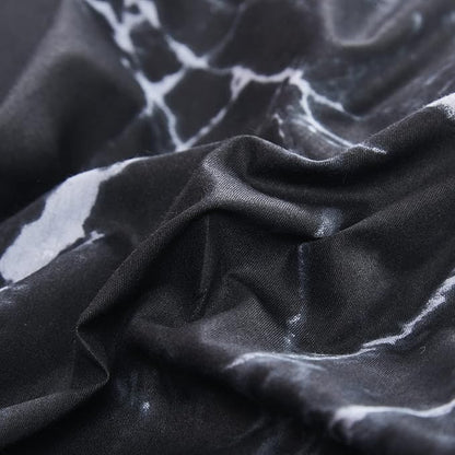 CLOTHKNOW Black White Full Size Comforter Sets 3Pcs Marble Bedding Comforter Sets Soft All Season Black Comforters with 2 x Pillow Cases
