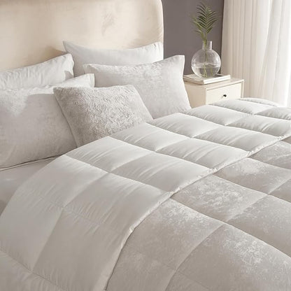 HYPREST Velvet Comforter Queen, Greek Velvet Luxury Queen Comforter Set, Ultra Soft Down Alternative Comforter Cozy Lightweight