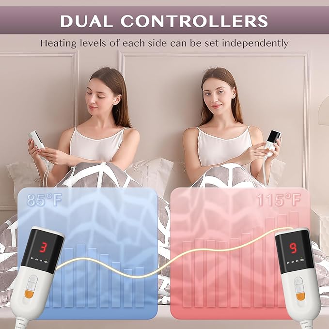 VENTIMI Electric Blanket Queen Size, 84" x 90" Heated Blanket with 9 Heat Levels & 2-4-8-10 Hours Auto Off, Fast Heating Blanket with ETL & FCC Certification, Beige