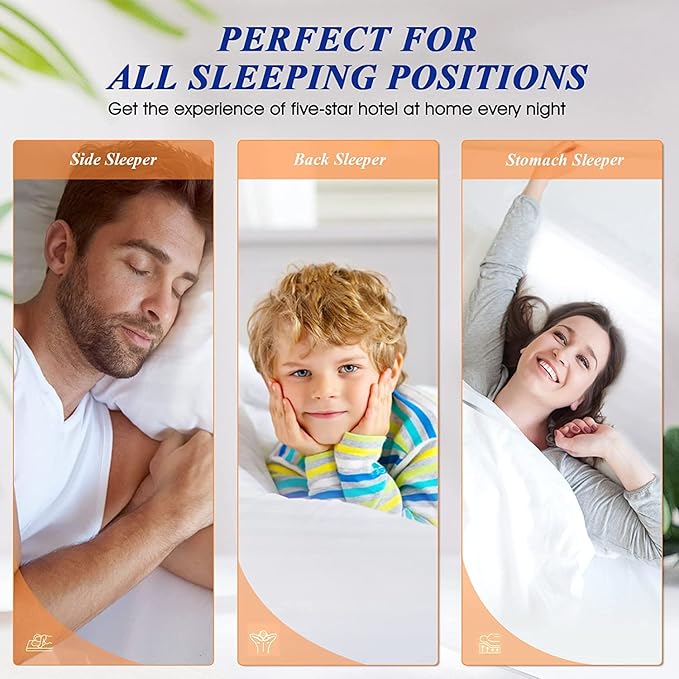 Bed Pillows Standard Size Set of 4, Luxury Hotel Pillows with Soft Fluffy Down Alternative Filling Sleeping Pillows for Back, Stomach and Side Sleepers