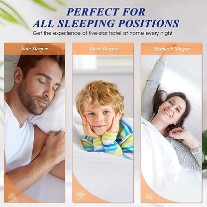 Bed Pillows for Sleeping, King Size Pillows Set of 4 Luxury Hotel Pillows with Soft Fluffy Down Alternative Filling for Back, Stomach and Side Sleepers