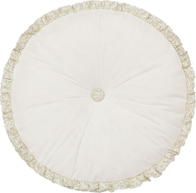 Modern Heirloom Harper Green Floral Embroidered Round Decorative Pillow, 14" Round