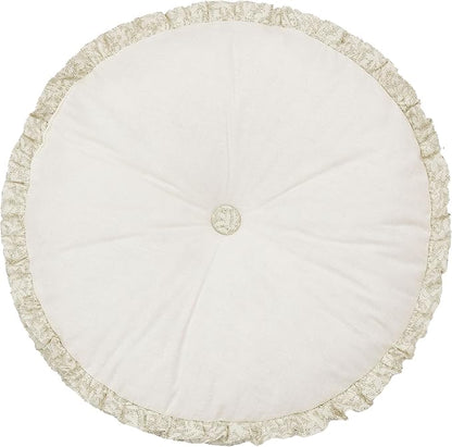 Modern Heirloom Harper Green Floral Embroidered Round Decorative Pillow, 14" Round