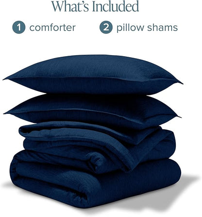 Bare Home Comforter Set - Full Size - Ultra-Soft - Goose Down Alternative - Premium 1800 Series - All Season Warmth Comforter (Full, Heathered Dark Blue)