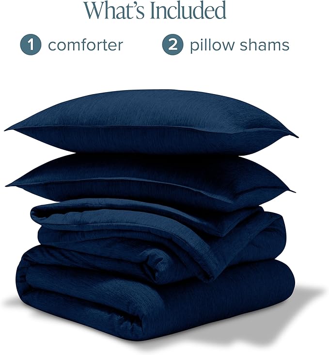 Bare Home Comforter Set - King Size - Ultra-Soft - Goose Down Alternative - Premium 1800 Series - All Season Warmth Comforter (King, Heathered Dark Blue)