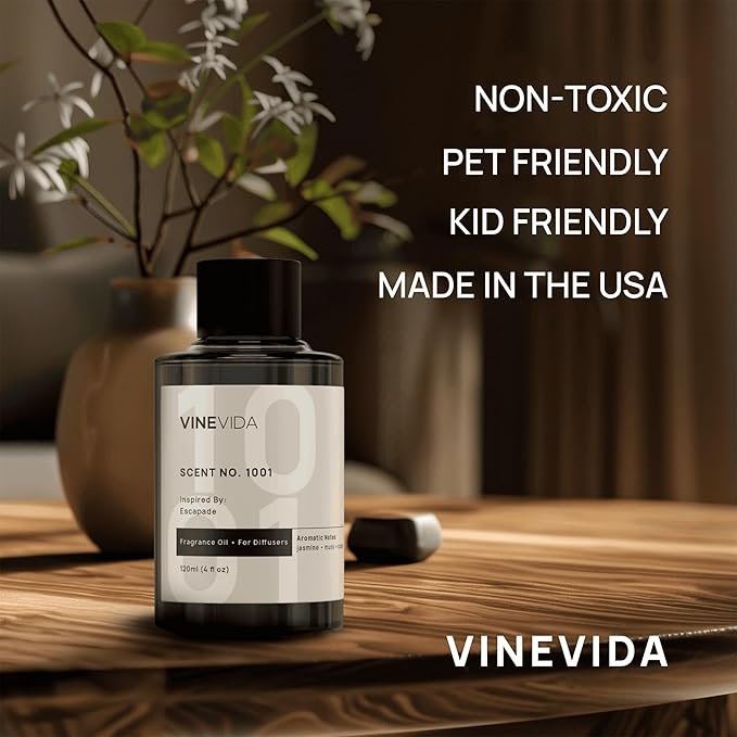 VINEVIDA Mahogany Teakwood Fragrance Oil for Cold Air Diffusers - [128 Fl Oz] - Essential Oils for Diffuser Oil Refill & Air Freshener Room Spray