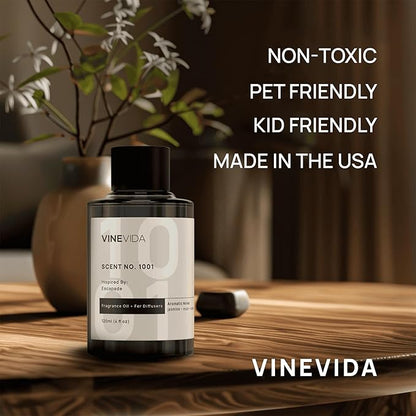 VINEVIDA Mahogany Teakwood Fragrance Oil for Cold Air Diffusers - [128 Fl Oz] - Essential Oils for Diffuser Oil Refill & Air Freshener Room Spray