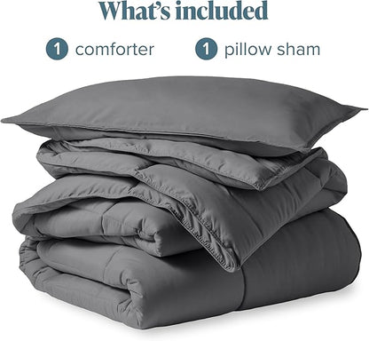 Bare Home Comforter Set - Twin Extra Long Size - Ultra-Soft - Goose Down Alternative - Premium 1800 Series - All Season Warmth (Twin/Twin XL, Grey)