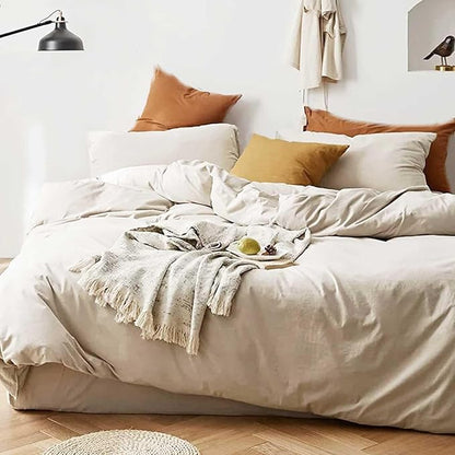 ETDIFFE Beige Comforter Set Full Size, 3 Piece Aesthetic Modern Bedding Set - Soft & Lightweight All Season Microfiber Down Alternative Bed Comforter with 2 Pillow Shams