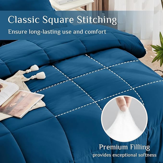 JOLLYVOGUE Full Comforter Set, Ultra-Soft Bed in a Bag Full Size 7 Pieces, Oeko-TEX Certified Bedding Set with Down Alternative Comforter, Sheets, Pillowcases & Shams, Teal