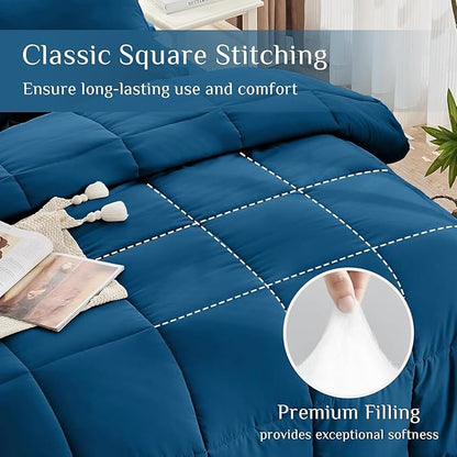 JOLLYVOGUE Twin Comforter Set, Ultra-Soft Bed in a Bag Twin Size 5 Pieces, Oeko-TEX Certified Bedding Set with Down Alternative Comforter, Sheets, Pillowcases & Shams, Teal