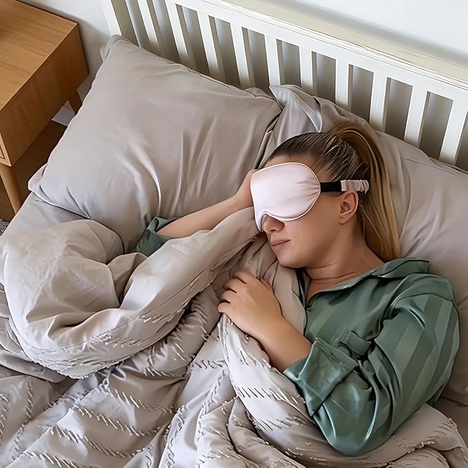 ZIMASILK Adjustable 22 Momme 100% Mulberry Silk Sleep Mask, Upgraded 3D Contoured Cup Eye Mask for Sleeping, Super Soft & Breathable Blindfold, Blackout for Deep Sleeping (Pink)