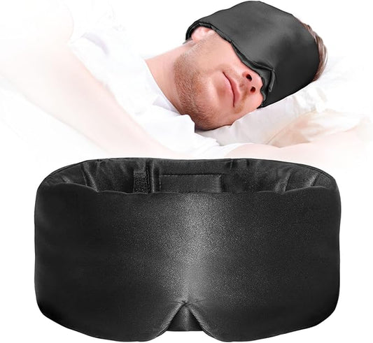 Sleep Mask for Side Sleepers, Blackout Eye Mask with Soft & Breathable Fabric, Comfort-Fit Nose Bridge & Adjustable Strap for Women and Men (Black)