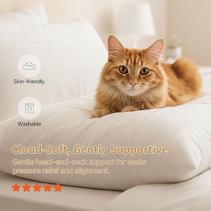 King Size Pillows Set of 2, King Pillows 2 Pack with Adjustable Down Alternative Polyester Fiber Fill, Hotel-Quality Comfort for Side, Back & Stomach Sleepers