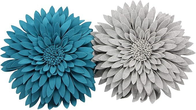 Contempo Lifestyles - Flower Pillow - Decorative, Couch & Bed, Round Shaped Pillow (18" Flower, 16" Pillow with Insert, Heather Grey)
