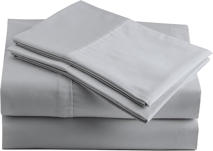Peru Pima 415 Thread Count Percal Full Sheet Set - 100% Peruvian Pima Cotton, 4 Piece (Flat, Fitted, 2 Pillowcases) - Cooling, Crisp, Deep Pocket, Hotel Quality Bedding - Slate