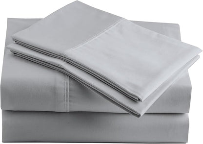 Peru Pima 415 Thread Count Percal Full Sheet Set - 100% Peruvian Pima Cotton, 4 Piece (Flat, Fitted, 2 Pillowcases) - Cooling, Crisp, Deep Pocket, Hotel Quality Bedding - Slate