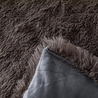 chovy Faux Fur Plush Gray Comforter Sets Twin/Full Size - Ultra Soft Shaggy Flannel Velvet Fluffy Fuzzy 3PC Bedding Set （Comforter x 1 Pillowcases x 2）