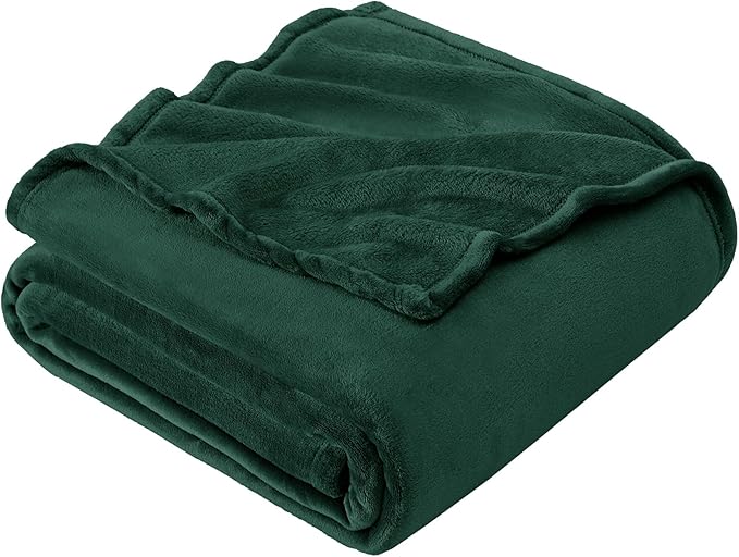Hansleep Fleece Queen Blanket for Bed Fleece Dark Green, Queen Size Super Soft Flannel Fuzzy Plush Cozy Blanket for All Seasons, Dark Green, Queen 90x90 Inches