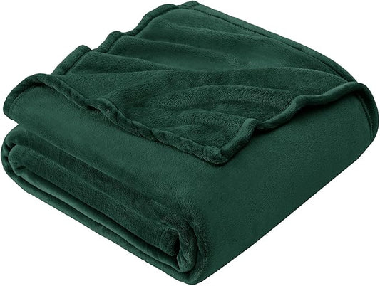 Hansleep Fleece Dark Green Throw XL Blanket, Super Soft Flannel Fuzzy Plush Cozy Blanket for All Seasons, Dark Green, Throw XL 50x70 Inches