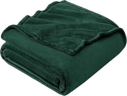 Hansleep Fleece Dark Green Full Blanket, Super Soft Flannel Fuzzy Plush Cozy Blanket for All Seasons, Dark Green, Full 84x90 Inches