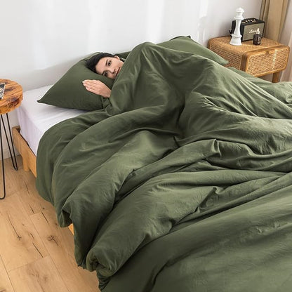 COTTEBED Ultra-Soft Cozy Twin Bedding Comforter Sets Bed, Lightweight All Season Use Warm Fluffy, Made with Washed PolyCotton Microfiber Fabric,1 Comforter 1 Pillow Sham, Twin/Twin XL Dark Olive Green