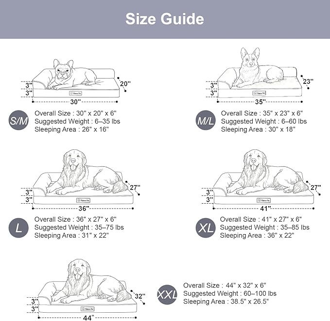 Orthopedic Dog Beds for Large Dogs, Memory Foam Dog Beds Large Sized Dogs, Washable Removable Cover, Nonskid Bottom, Waterproof, for Indoor, Outdoor, Crate ＆ Car Use, 36x27x6 Inches, Brown Grey
