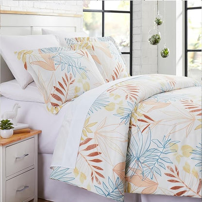 Southshore Fine Living, Inc. 2-Piece Twin Bed Set, All Season Comforter with 2 Pillow Sham, Comfy Microfiber Fabric, Down Alternative, Matches Home Decor, Twin/XL Bedding Sets, Tropical Leaf Cream