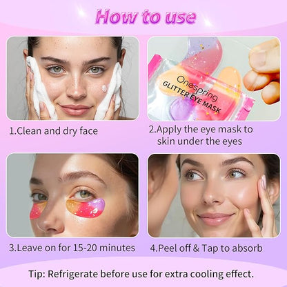 Eye Masks (24 Pairs) - Gift for Her - Tri-color Under Eye Patches for Dark Circles, Puffiness, Wrinkles, Soothing & Hydrating, Skincare Eye Gel Pads, Beauty Essential for Women, Valentines Gift