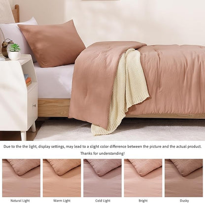 WRENSONGE Twin/Twin XL Comforter Set for Girls Teens, 1 Dusty Pink Comforter & 1 Pillow Sham, Soft Lightweight Kids Comforter Sets for All Seasons Dorm Bedding