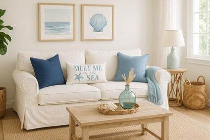 C&F Home Starfish Meet Me at The Sea Embroidered Accent Pillow 12" x 24" Summer Coastal Beach House Nautical Ocean Home Living Room Sofa Couch Chair Bed Bedroom Decor Decoration 12" x 24" White