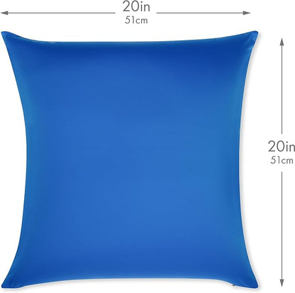 PILLOWY 20"x20" Throw Pillowcases (Cover Only) - 85/15 Nylon, Spandex - Luxurious, Silky, Stretchy & Soft - 1Pcs Solid Color - A Perfect Choice for Couch Chairs Sofa Bed Adult/Kids Bedroom, Yeal Blue