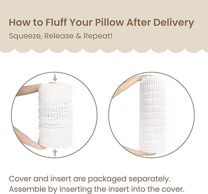 AELS Corduroy Striped Cylinder Pillows, 8" x 24" Decorative Bolster Pillows with Removable Washable Cover and Insert, Body Pillow for Couch and Bed, Living Room Bedroom Nursery Decor, White