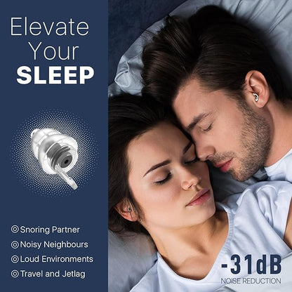 Ear Plugs for Sleeping 2 Pairs, Ultra-Comfy Reusable Small Earplugs for Sleep, Travel, Focus, Side Sleepers, Snoring - 27 dB Soundproof Noise Cancelling Silicone Hearing Protection