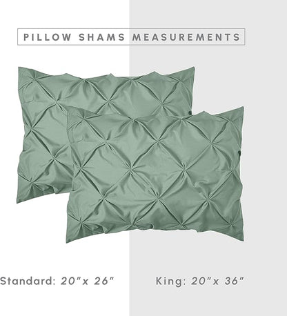 Elegant Comfort 8-Piece Pinch Pleated Comforter Set - All Season Complete Bed in a Bag, Includes 4pc Smart Sheet Set, Bed Skirt, Comforter, Matching Pillowcases and Shams, King/Cal King, Sage Green