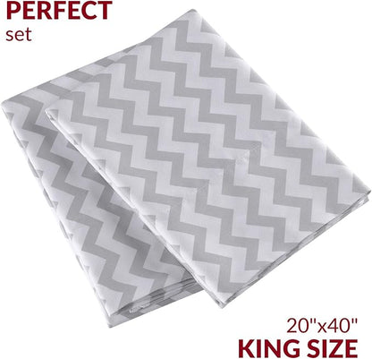 Mellanni Pillow Cases - Luxury, Extra Soft, Cooling Pillow Covers - 2 PC Iconic Collection Pillowcases - Envelope Closure (King 20" x 40", Chevron Gray)