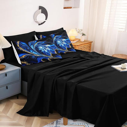 Blue Gold Comforter Black Marble Bedding Comforter Full Size Bed Set Black Gold Swirl Marble Natural Design Tie Dye Watercolor Abstract Bed in a Bag Dark Blue