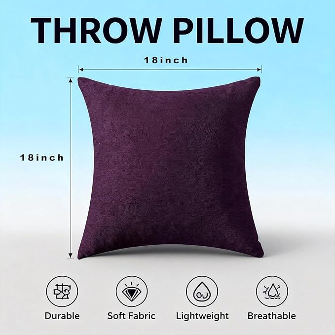 Decorative Couch Pillow Covers SofaThrow pillows with inserts included Bohemian-Style Country Cushion Cover Suitable for Beds, Sofas, Living Rooms, and Home Decor 2pack 18X18 inch. (Purple #P3-20)