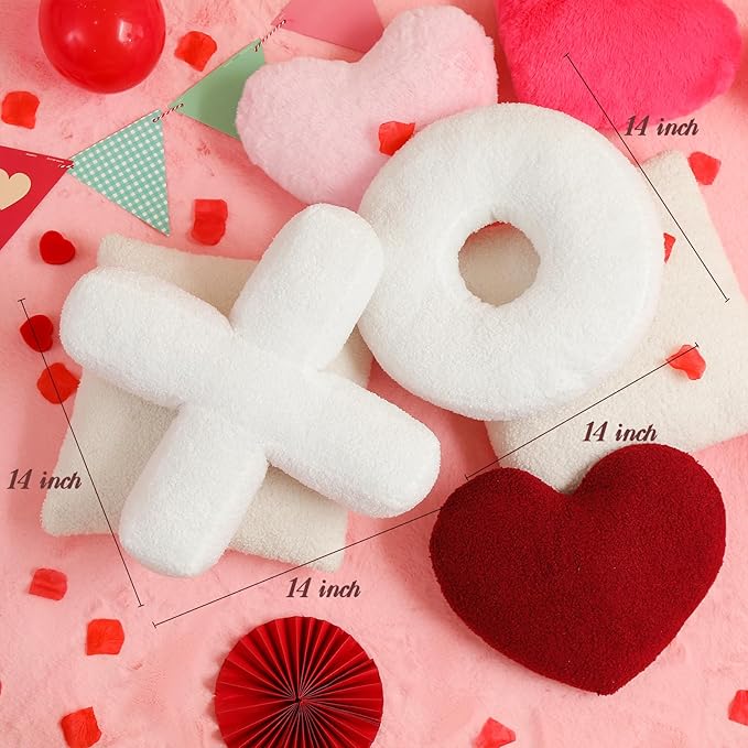 EastTree XO Pillows, Valentines Love XO Shaped Pillow, White Throw Pillows, Love Pillow Gifts, Ultra Soft Teddy Fleece Wedding Pillows, Women Girls Kid Room Decor, Valentine's Day Decor 14x14 Inch