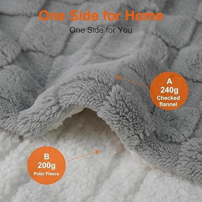 Electric Blanket, Heated Blanket with 6 Heat Levels & 10 Hours Auto Off, Soft Checked Flannel Fast Heating Blanket with ETL & FCC Certification (Gray, 72"X84")
