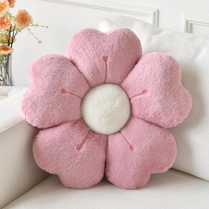Flower Pillow, Flower Shaped Pillow Decorative Throw Pillows for Bed Couch, Cute Daisy Pillow Dorm Decor Floor Seating Cushion (Grey Pink, 19.6 Inches)