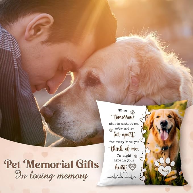 Custom Pet Memorial Throw Pillow (Insert Included), Photo Pillow, Dog Loss Sympathy Gift, Pet Pillow Covers